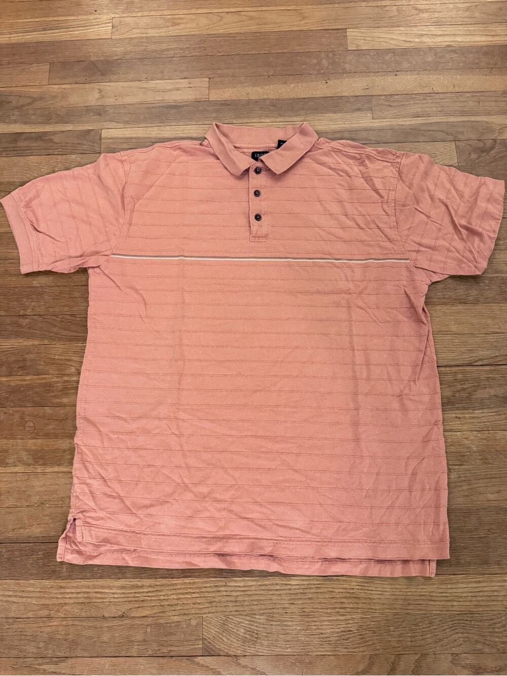 IZOD Men's Coral Pink Striped Short Sleeve Polo Shirt - Size 2XLT
b21